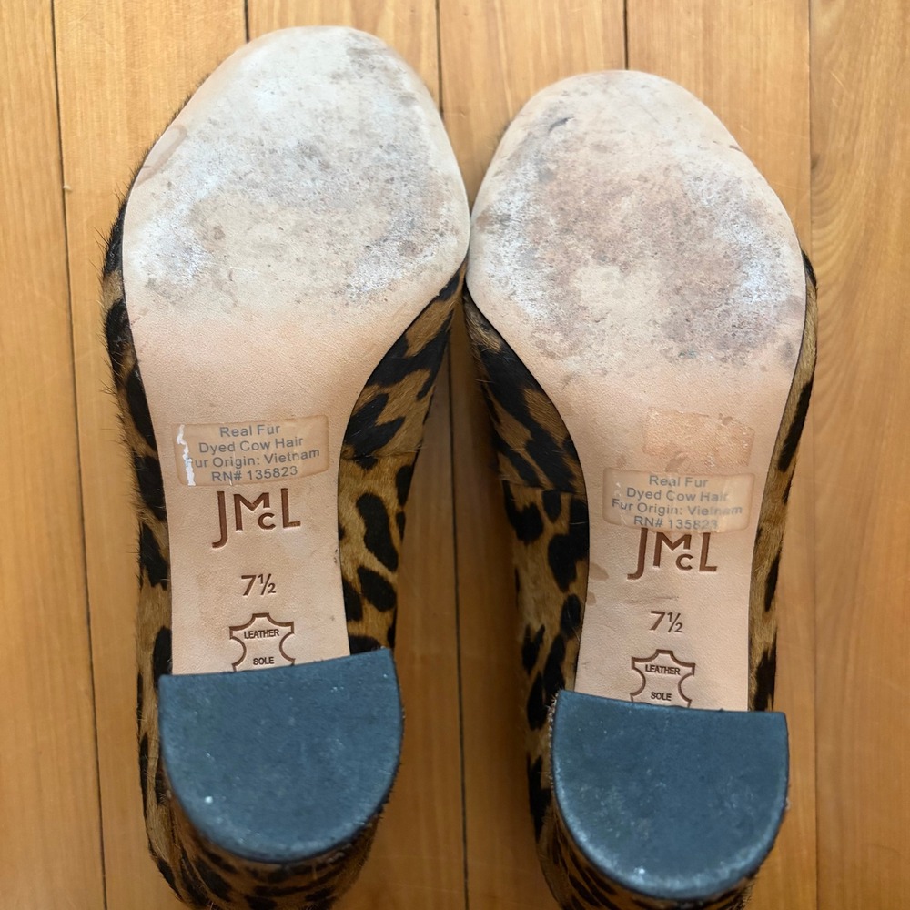 J.McLaughlin Mila Leopard Print Calf Hair Block Heel Pumps Brown Womens 7.5M - Picture 5 of 7
